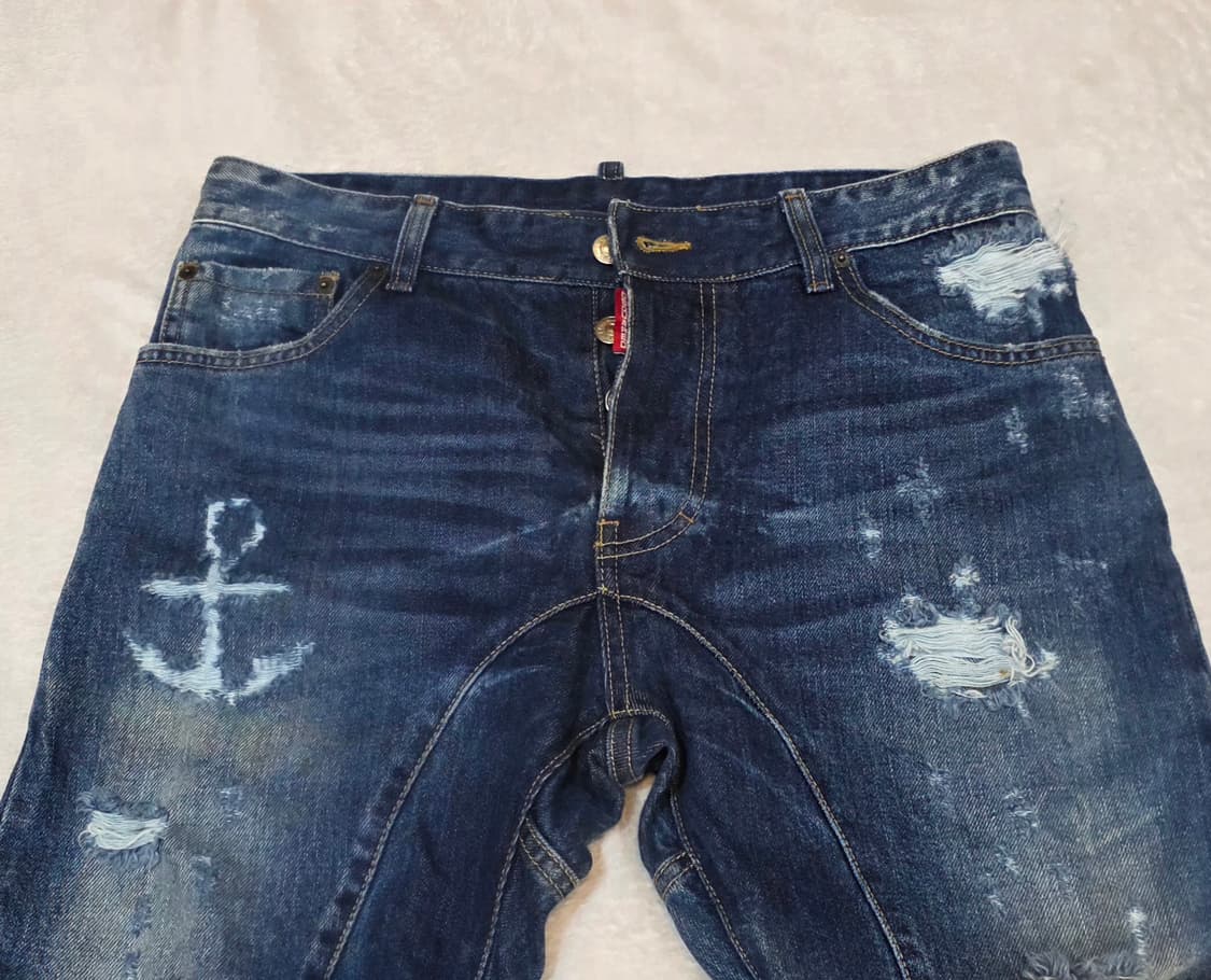 DSQUARED 디스퀘어드 마린디스진 앵커 자수 데님 팬츠 상품이미지3