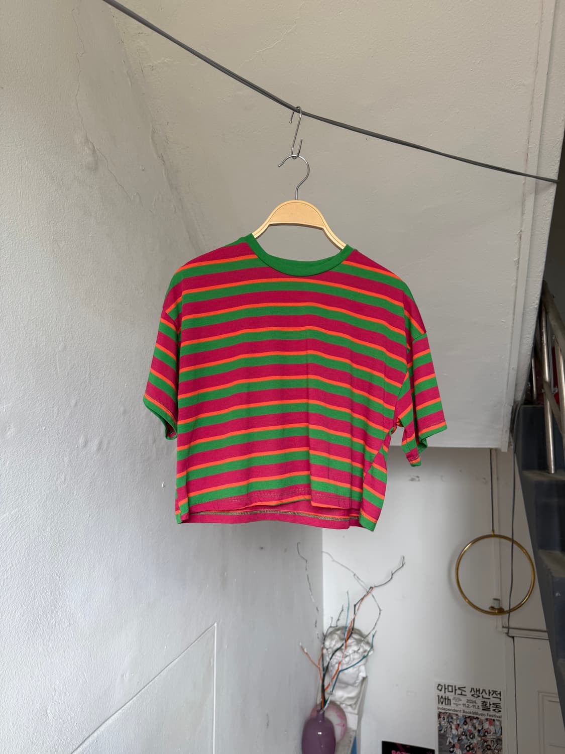 스트라이프 레인보우 크롭탑 상품이미지1