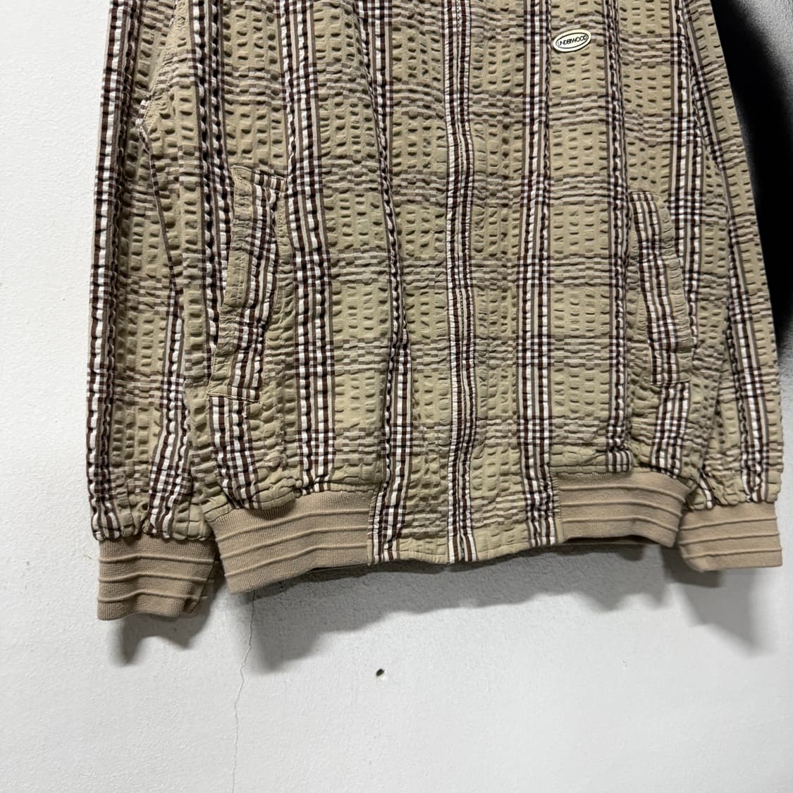 VTG 빈티지 노바 체크 입체 풀 패턴 집업 블루종 자켓 상품이미지4