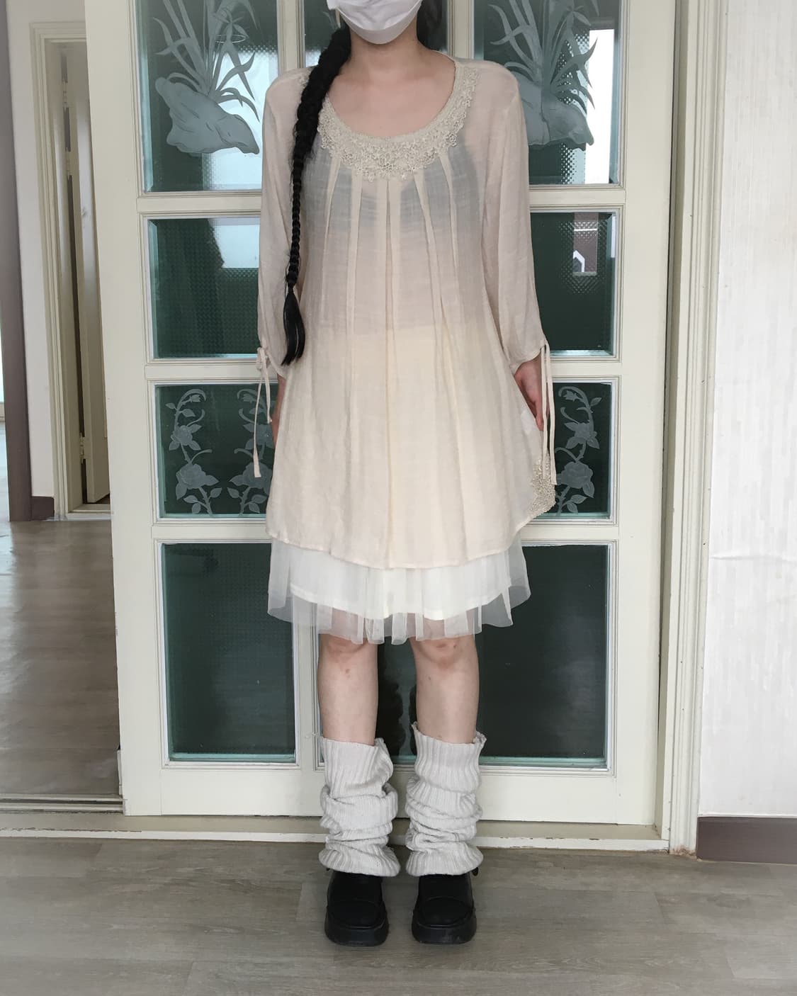 Crochet point unbalanced long blouse 상품이미지8