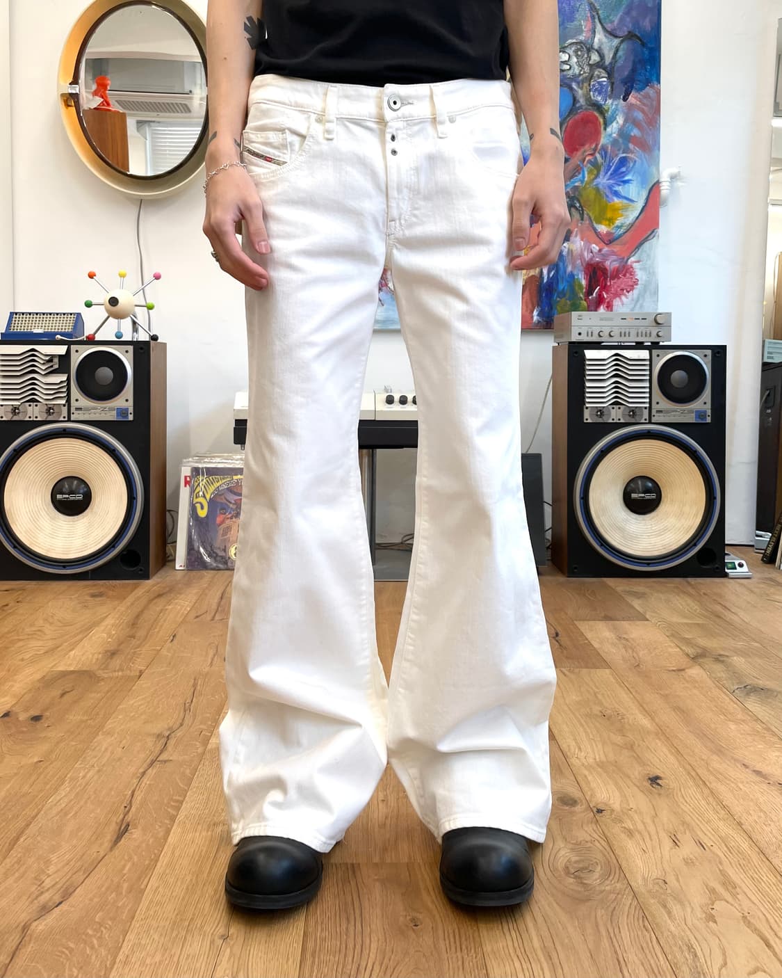 [32] 디젤 플레어 화이트 데님 팬츠 상품이미지1