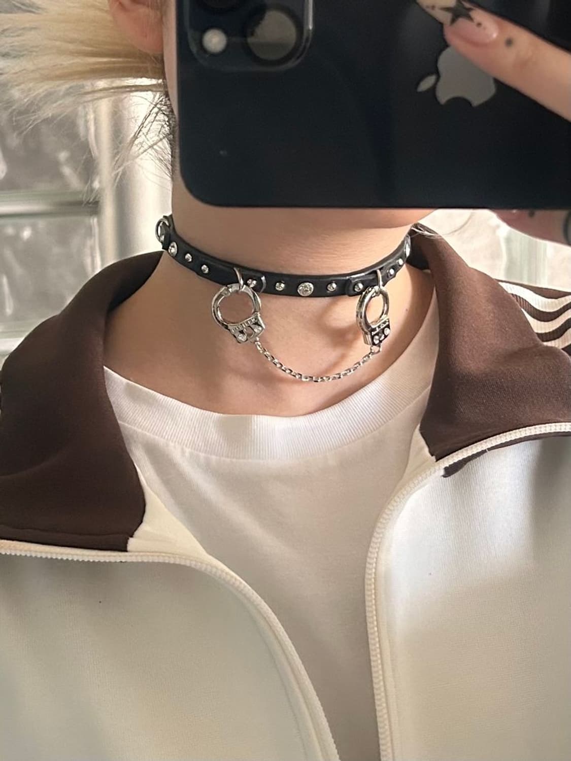 HANDCUFFS LEATHER NECK CHOCKER 수갑 가죽 목걸이 상품이미지1