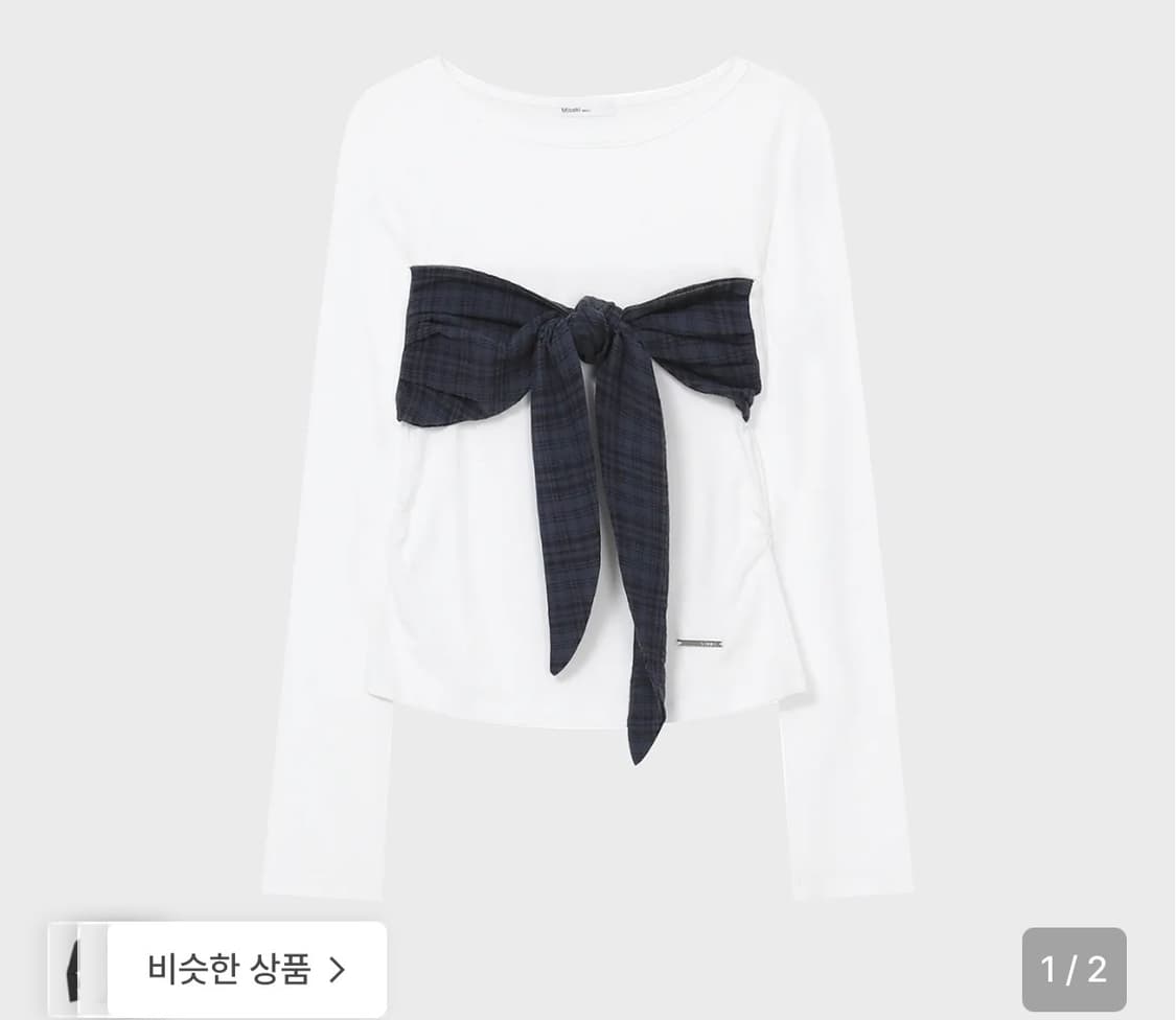 미세키서울 check tie long sleeve WHITE 상품이미지1