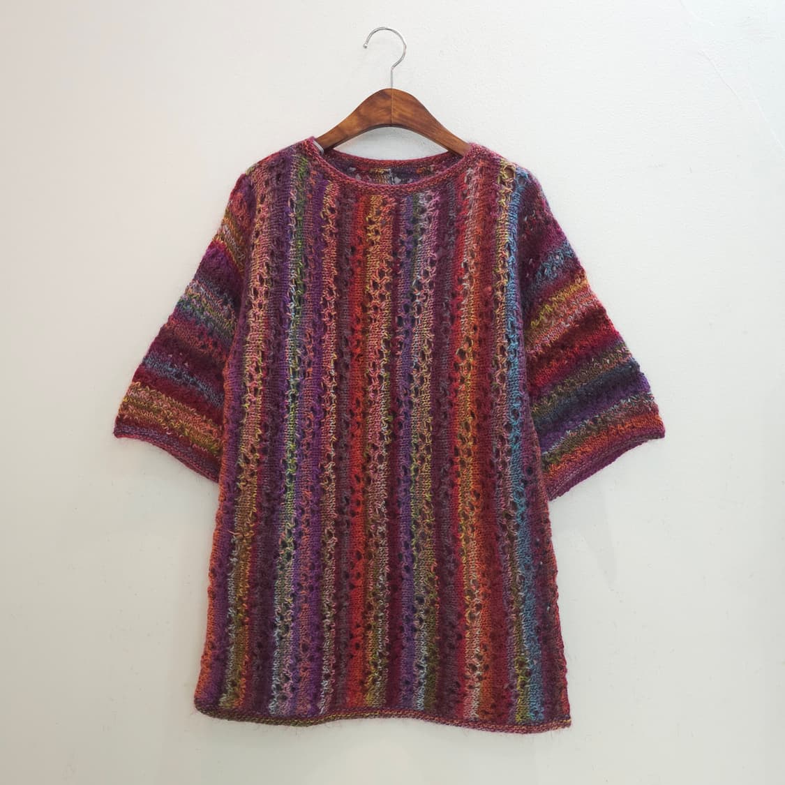 노로풍 멀티컬러 모헤어 칠부소매 롱니트 상품이미지2