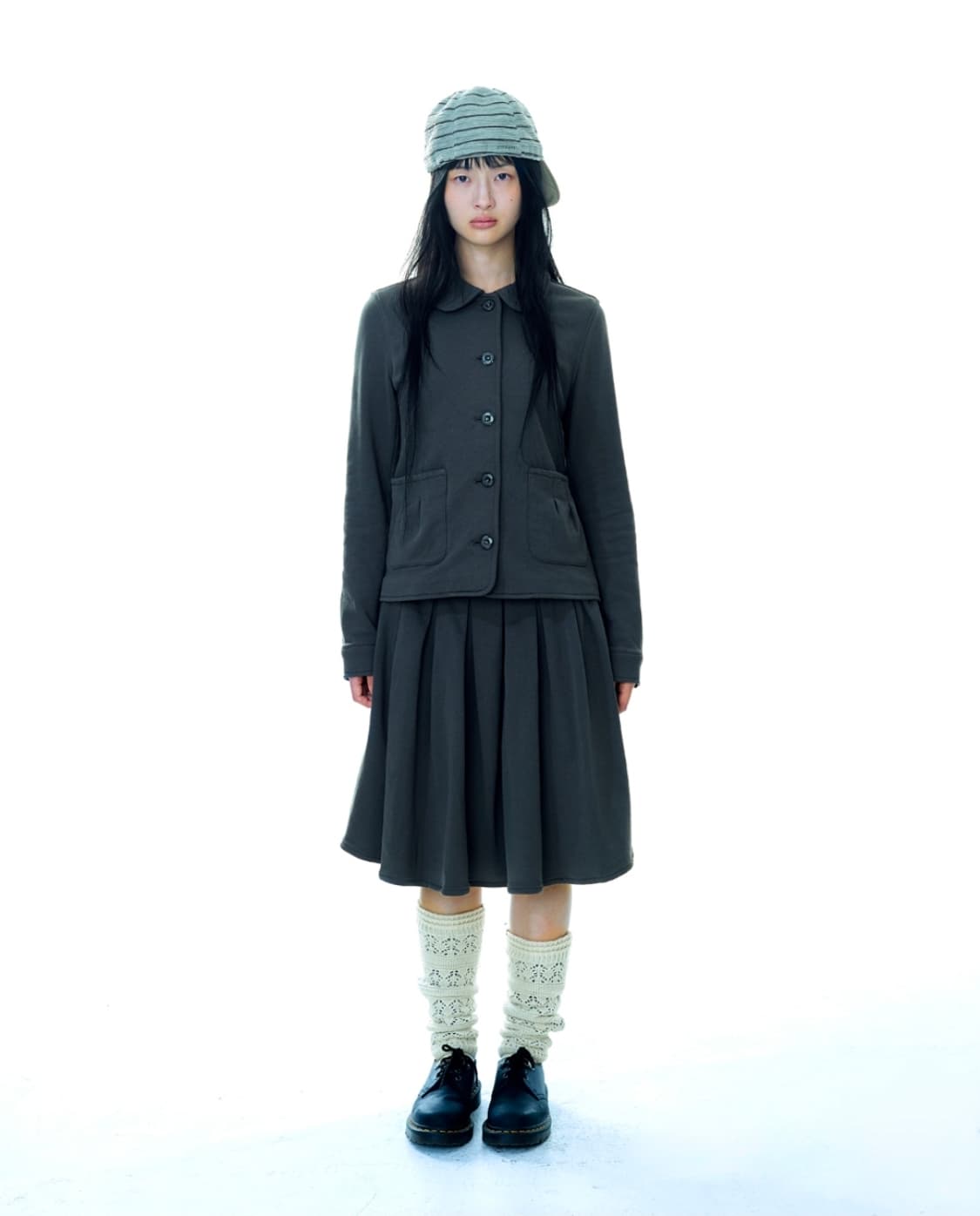 코이세이오 COZY SWEAT WRAP SKIRT CHARCOAL 상품이미지1