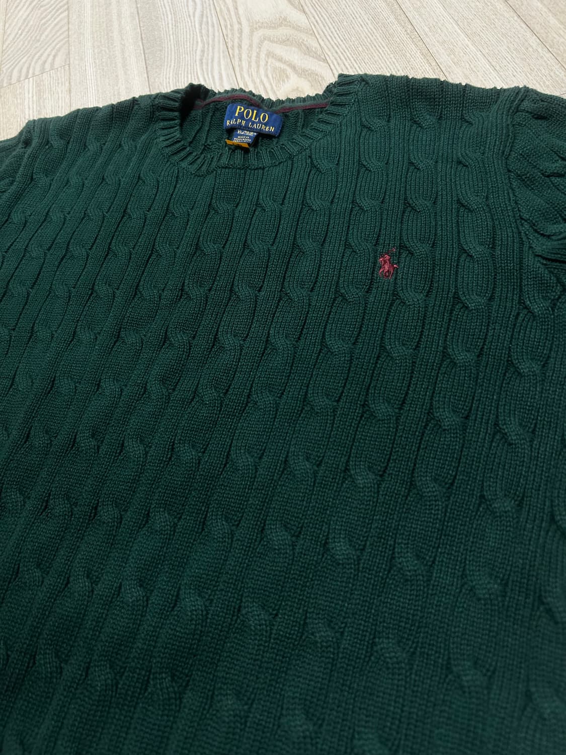 (희귀 컬러)폴로 랄프로렌 QR코튼 그린 케이블 니트 스웨터 상품이미지2