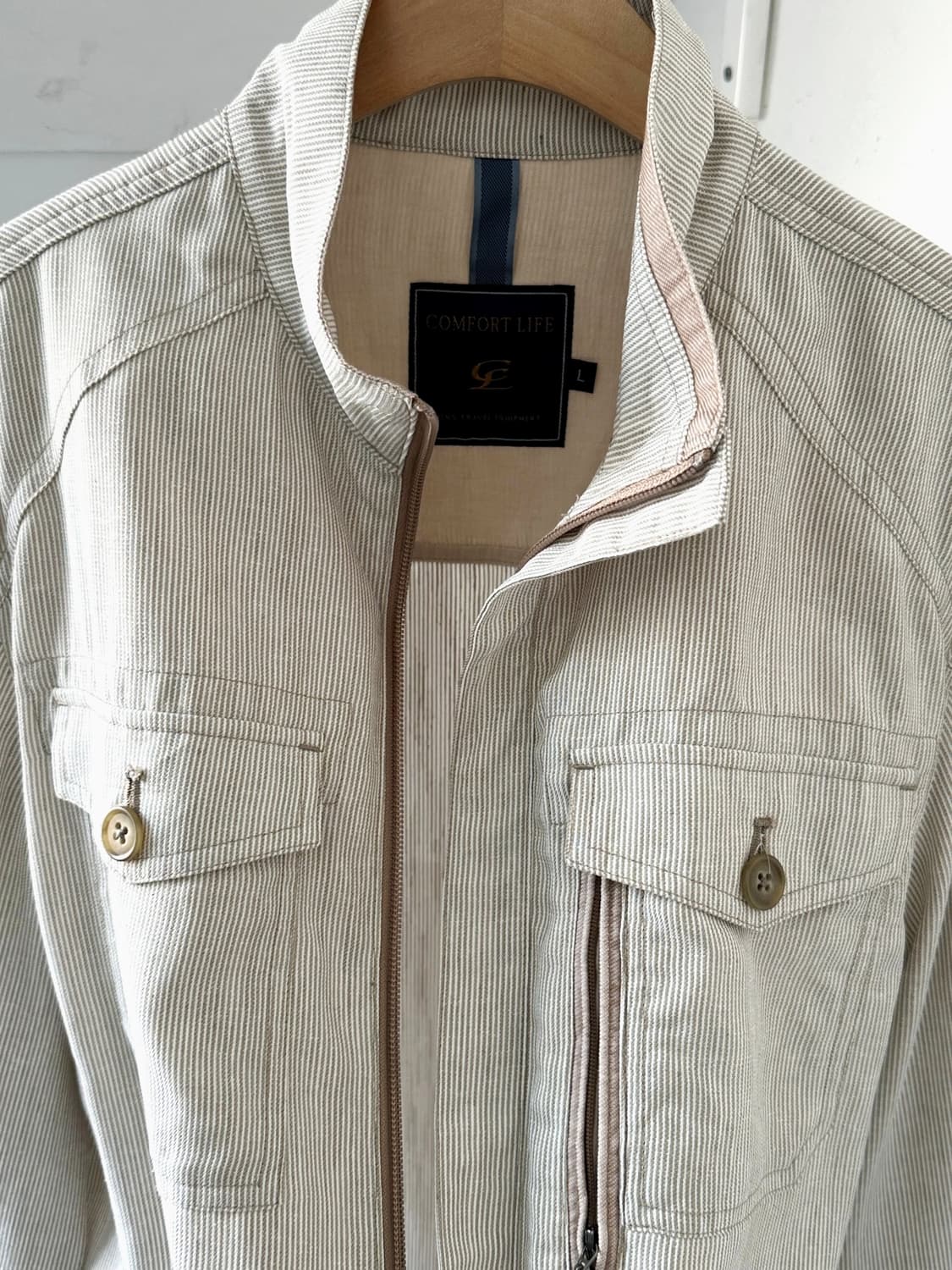 Design stripe zip design light blouson 상품이미지1