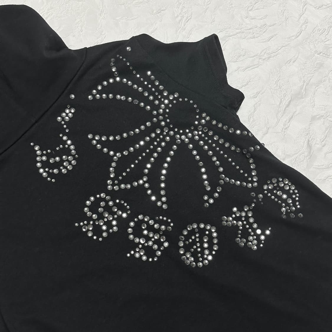 빈티지 글리츠 glitz 크롬 큐빅 반팔 후드 탑 상품이미지5