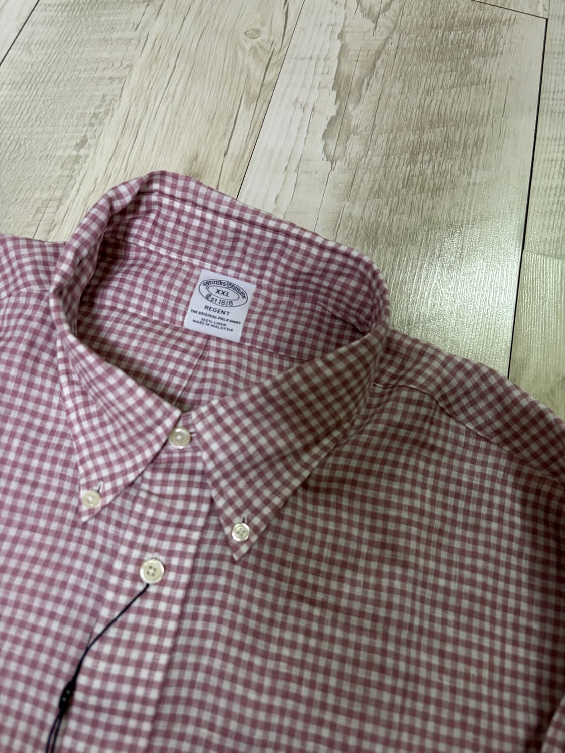 [XXL] 브룩스 브라더스 깅엄 체크 린넨 셔츠 새상품 상품이미지2