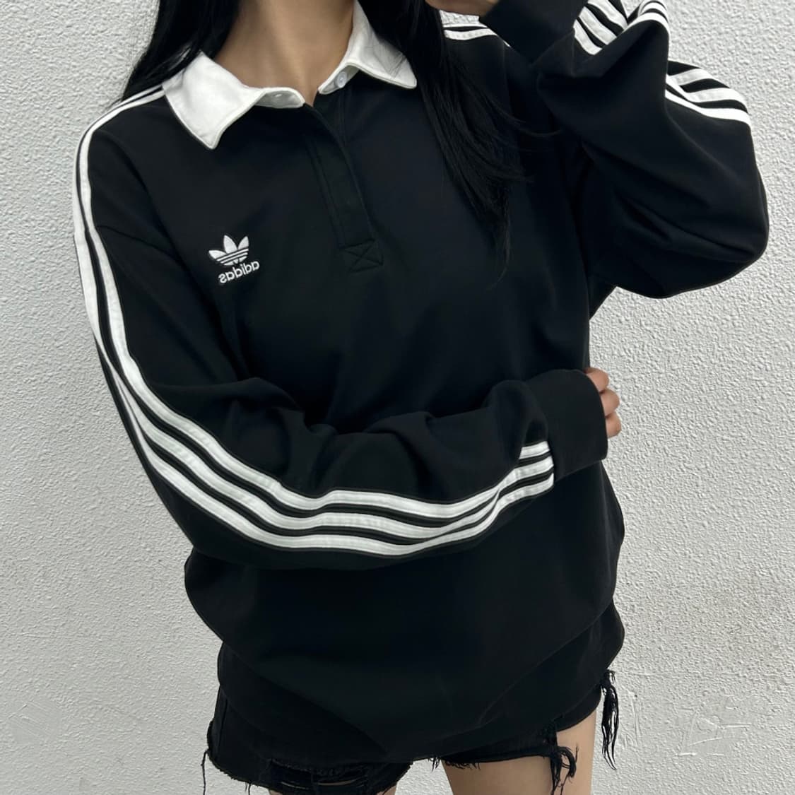 아디다스 화이트라인 블랙 럭비티 XL 상품이미지2
