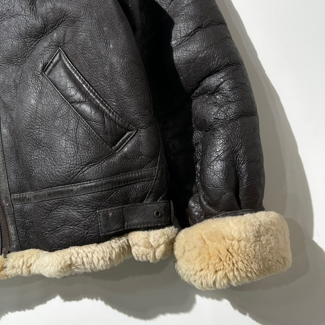 USAF 미공군 오리지널 B-3 램스킨 시어링 무스탕 봄버 자켓 상품이미지6