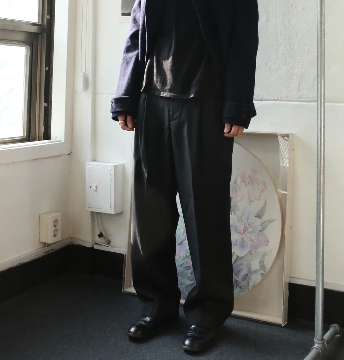 빈티지 핀스트라이프 와이드 트라우저 팬츠 상품이미지1