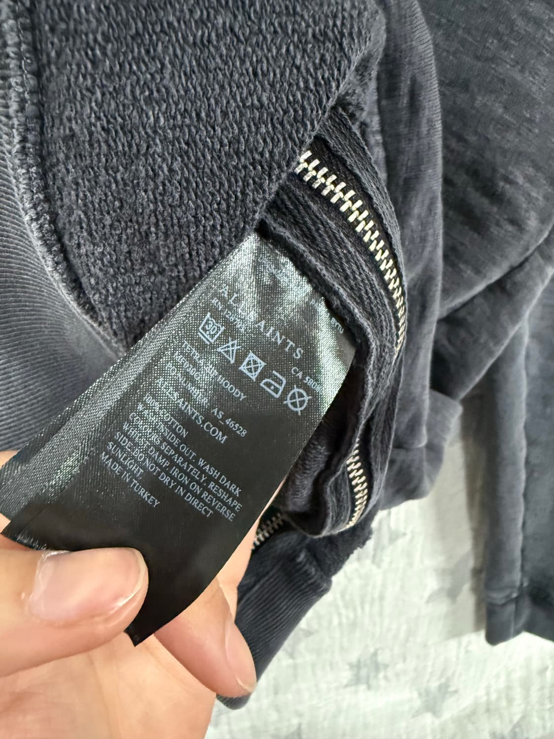 올세인츠 가먼트 다잉 사이드지퍼 후드집업 상품이미지5