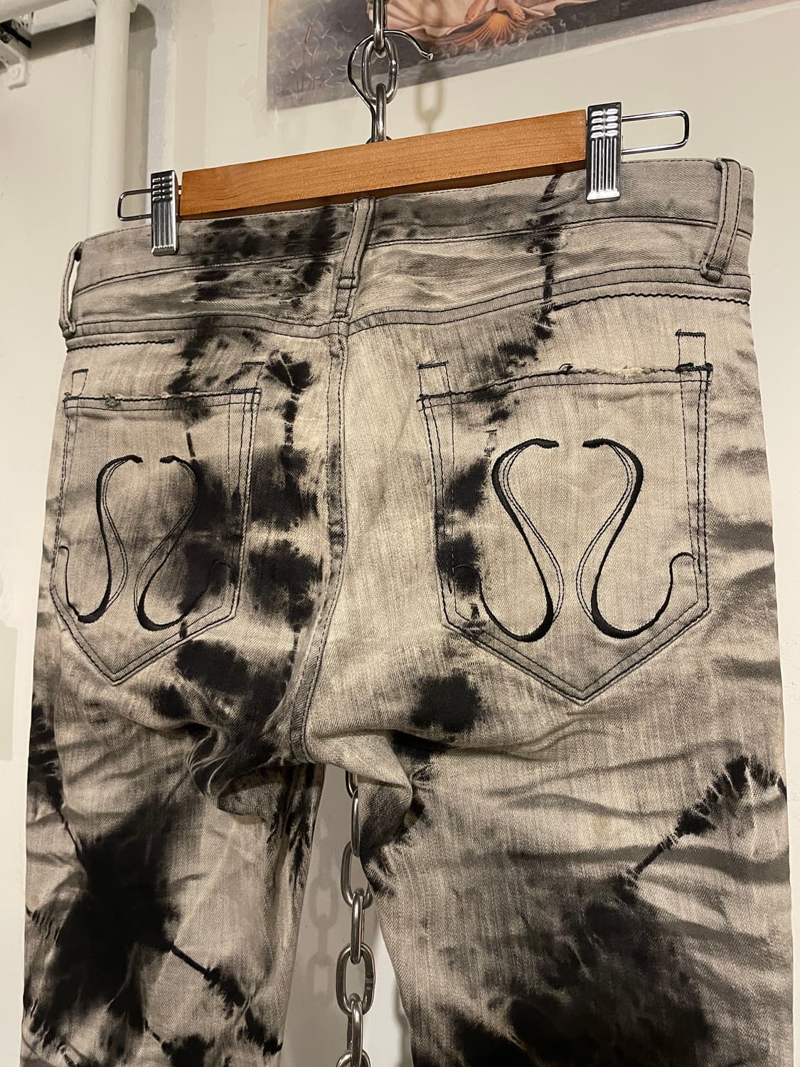 civarize 자수 디테일 블랙 그레이 나염 스키니 팬츠 펑크 상품이미지5