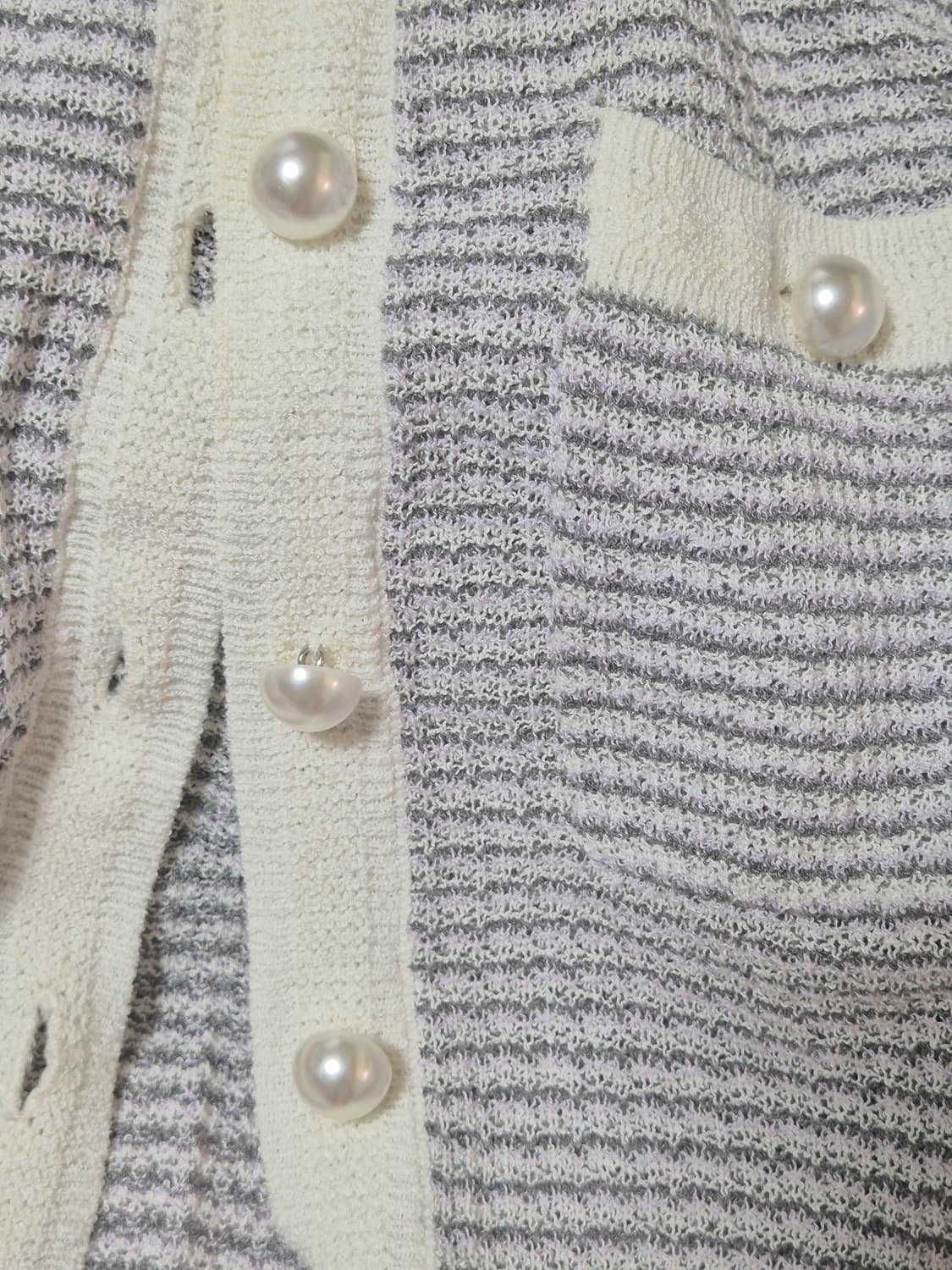 아틀리에 나인 NAIN 트위드 느낌 여름 니트 반팔 가디건 상품이미지9