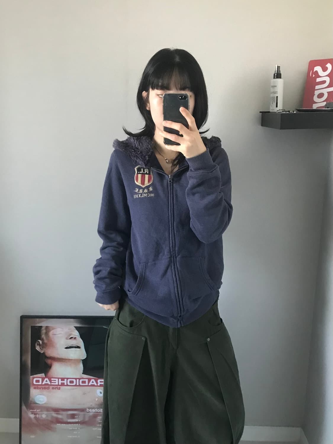 폴로 랄프로렌 진스 컴퍼니 성조기 울프죠 블루 후드집업 상품이미지4