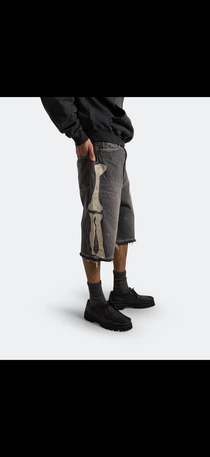 캐피탈 14온즈 데님 5P 본 자수 숏 팬츠 블랙 38사이즈 상품이미지4