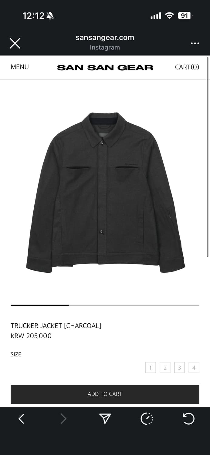 [구매] 2사이즈 산산기어 트러커 자켓 차콜 상품이미지1