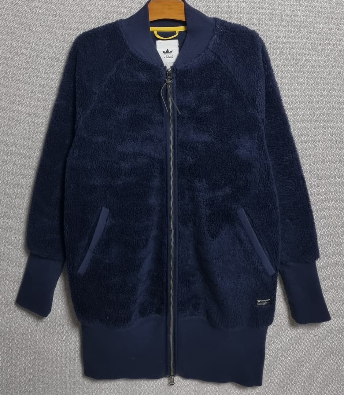실측 S (55) 아디다스 네이비 롱 후리스 플리스 집업 상품이미지1