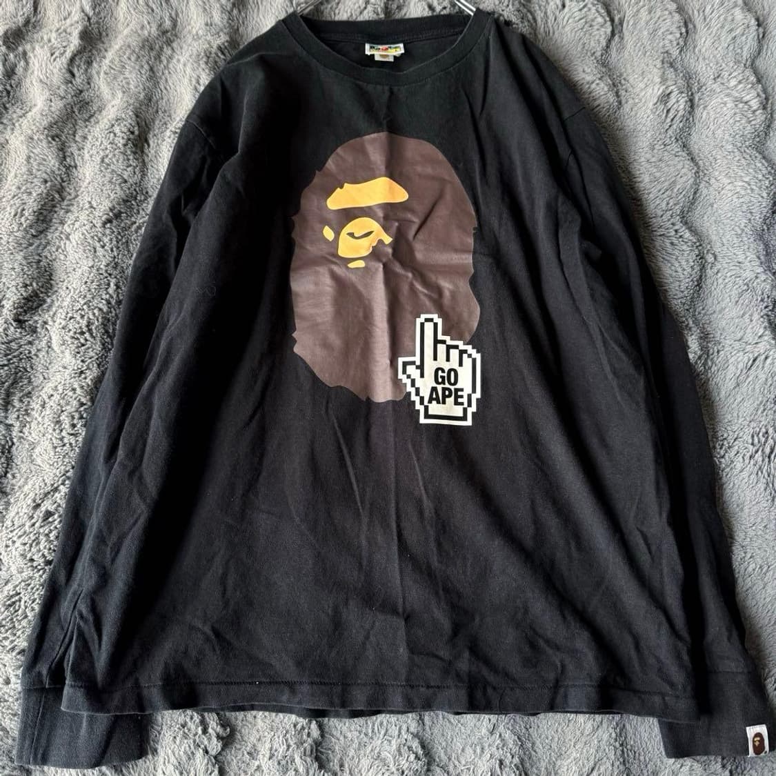 베이프 고 에이프 포인터 롱슬리브 티셔츠 블랙 상품이미지1