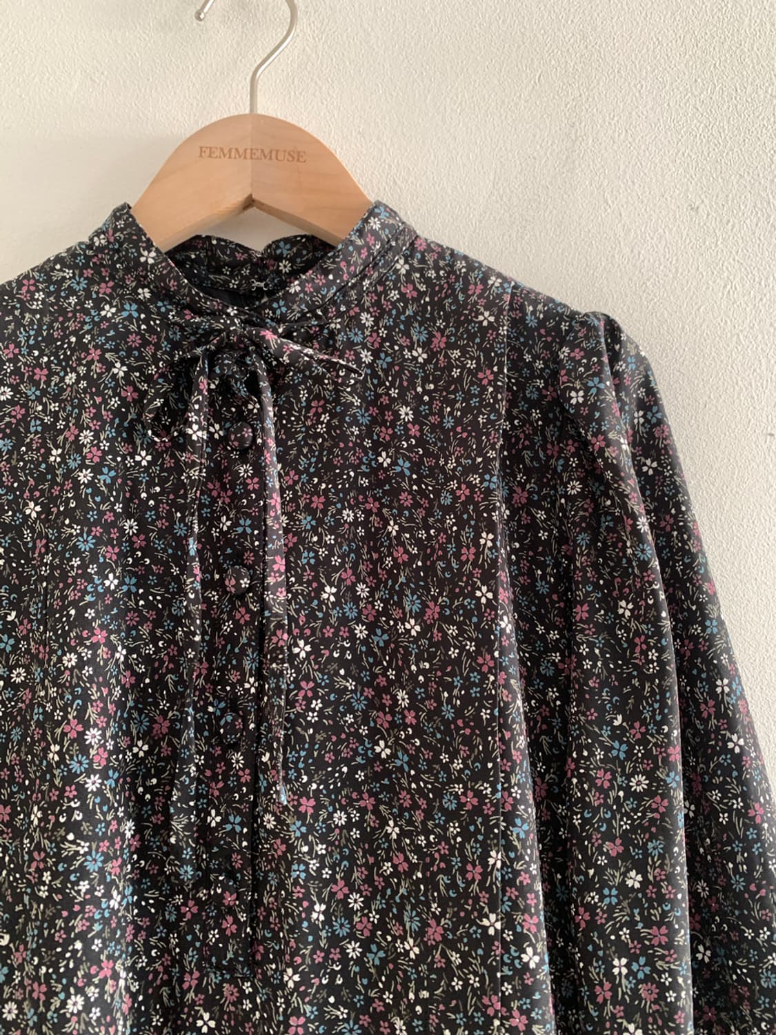(Vintage)Floret Ribbon Collar Dress 상품이미지5