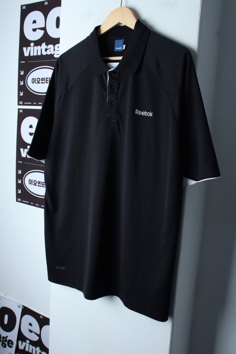 (4XL) 리복 반팔 카라 티셔츠 빅사이즈 기능성 블랙-H32605 상품이미지1