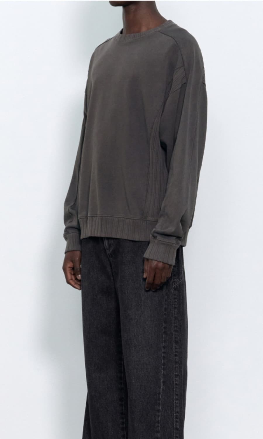 인사일런스 립 믹스드 스웨트셔츠 WASHED GREY L사이즈 상품이미지3