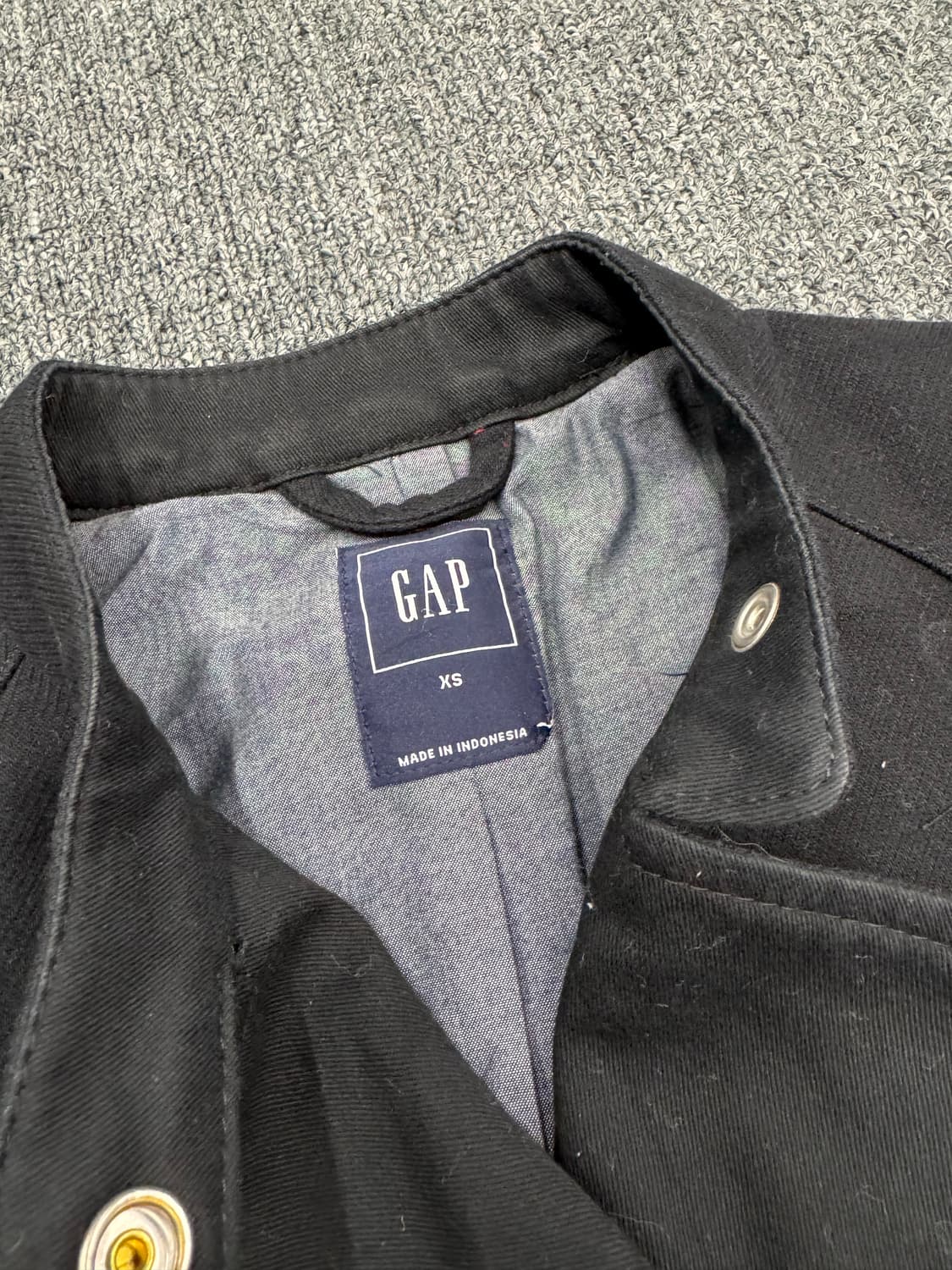 XS)GAP 빈티지 코튼 니트 노카라 사선 집업 바이커자켓 상품이미지4