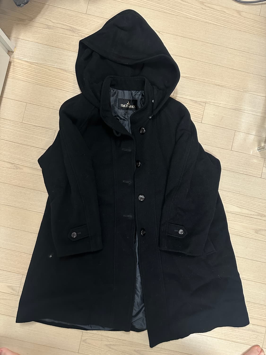 후드 블랙 코트 상품이미지1