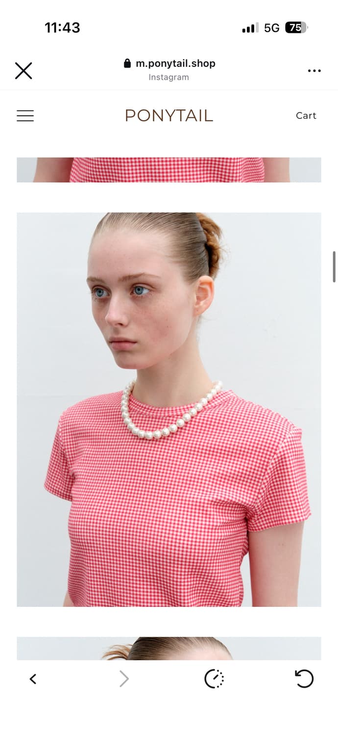 포니테일 체크티셔츠 상품이미지1