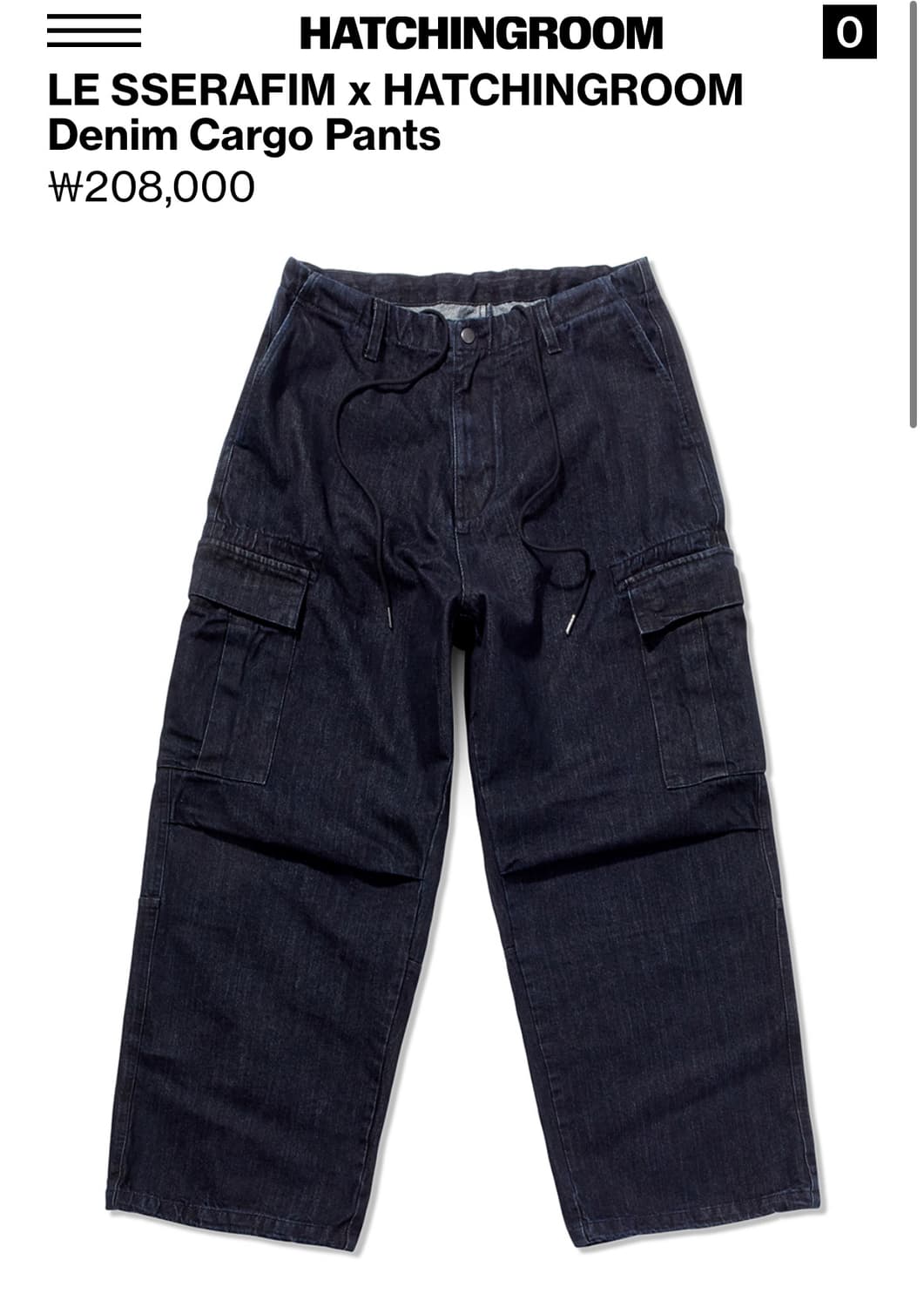 해칭룸 르세라핌 콜라보 데님 카고 팬츠 상품이미지1