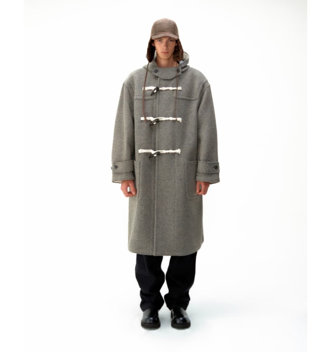 쿠어 알파카 블렌드 더플 코트 다크그레이 상품이미지1