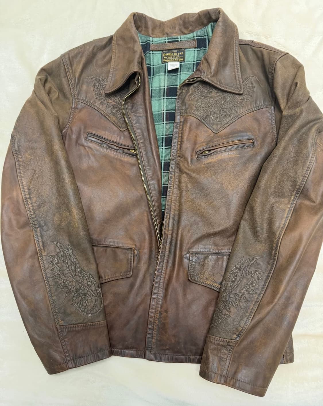 RRL 웨스턴 엠브로이디드 레더 자켓 m 상품이미지2