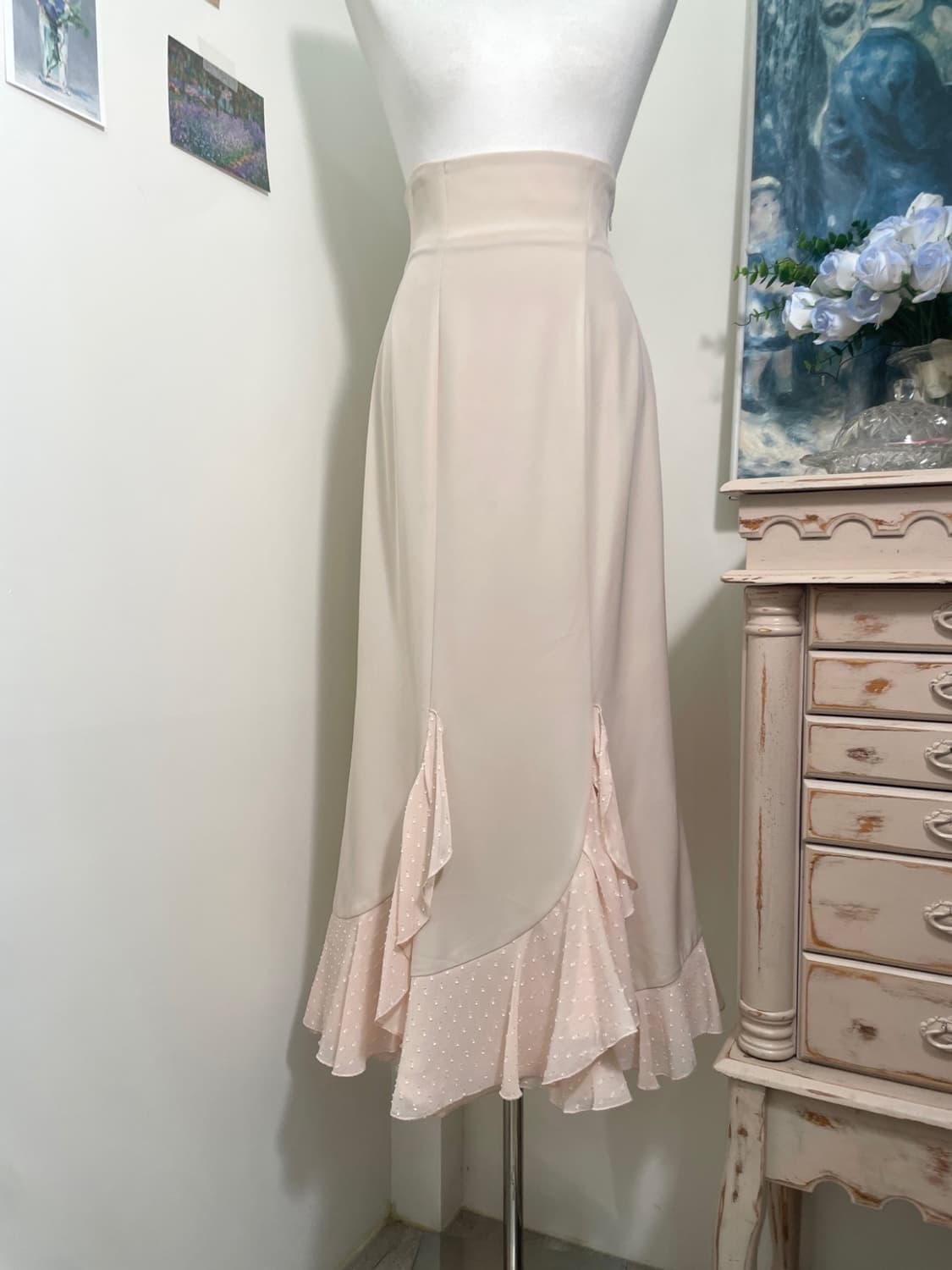 sheer pink dot ruffle princess long skir 상품이미지6
