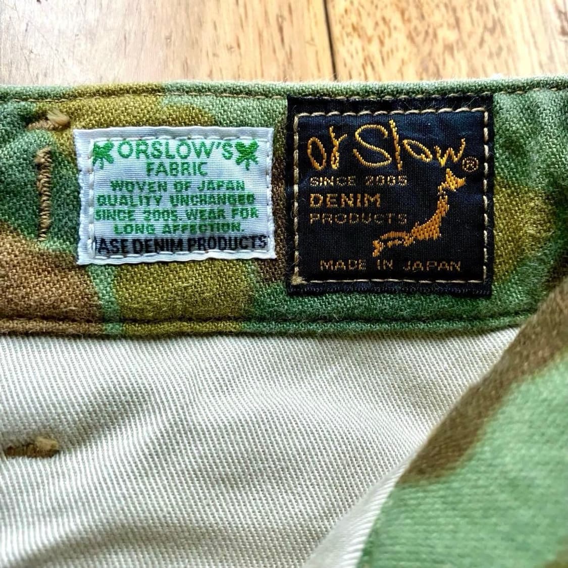 오어슬로우 x 빔즈 덕 카모 백사틴 카고 팬츠 상품이미지6