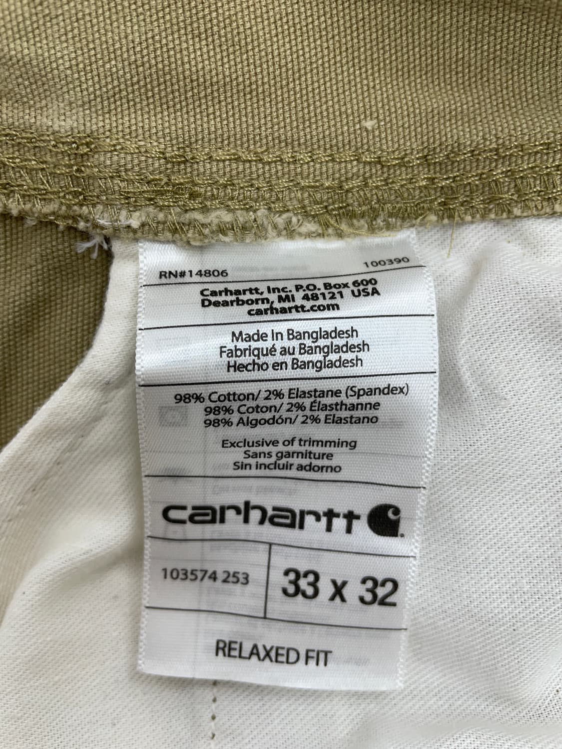 칼하트 릴렉스핏 카고 팬츠 상품이미지8