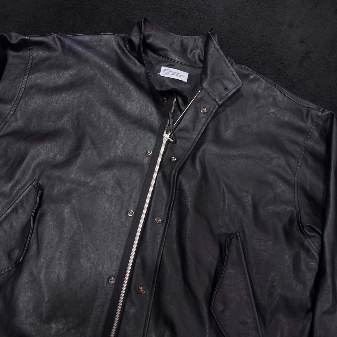 M 파르티멘토 블랙 비건 레더 필드 가죽자켓 상품이미지3