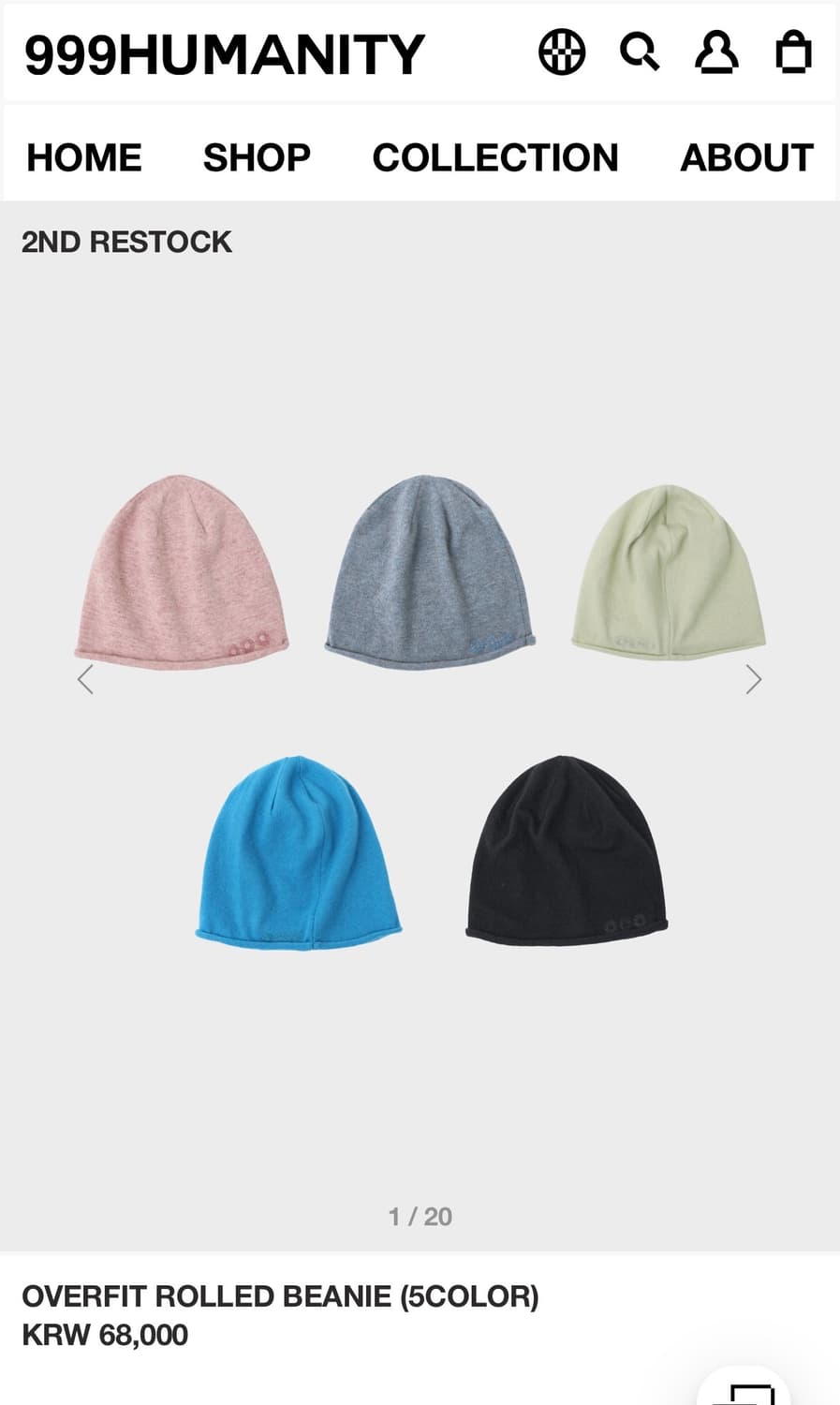 999humanity 롤업 비니 상품이미지1