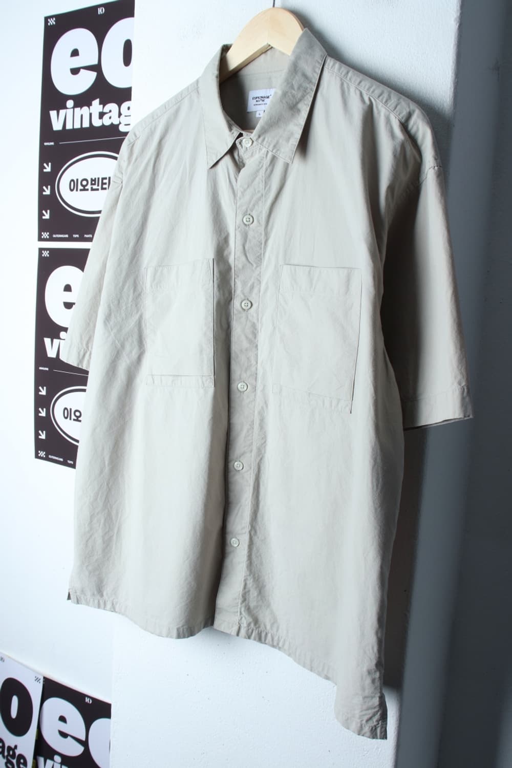 (L-XL) 에스피오나지 반팔 카라 티셔츠 셔츠 남방 베이지-H32855 상품이미지1