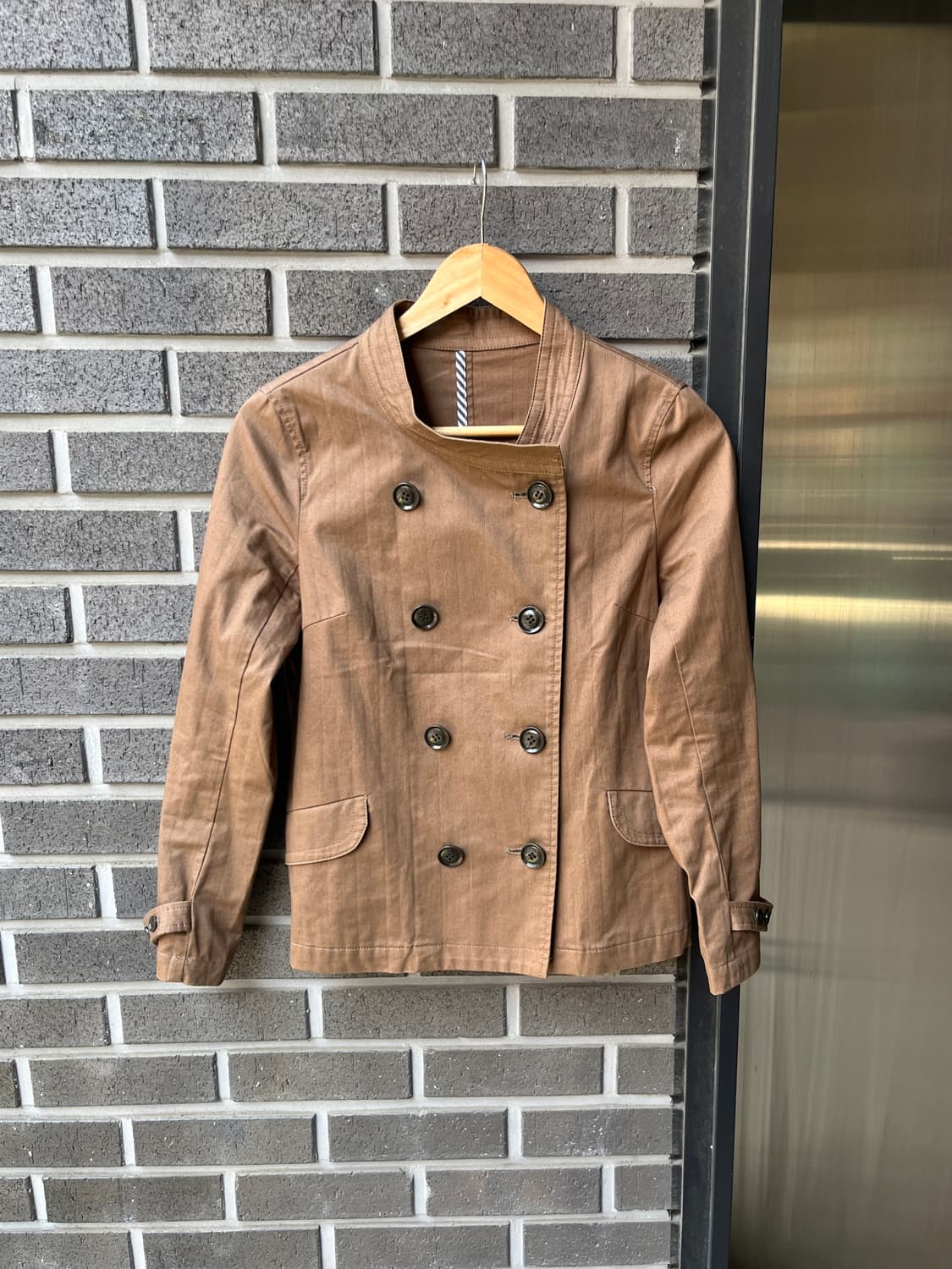 더블브레스트 코튼 자켓 카멜 상품이미지3