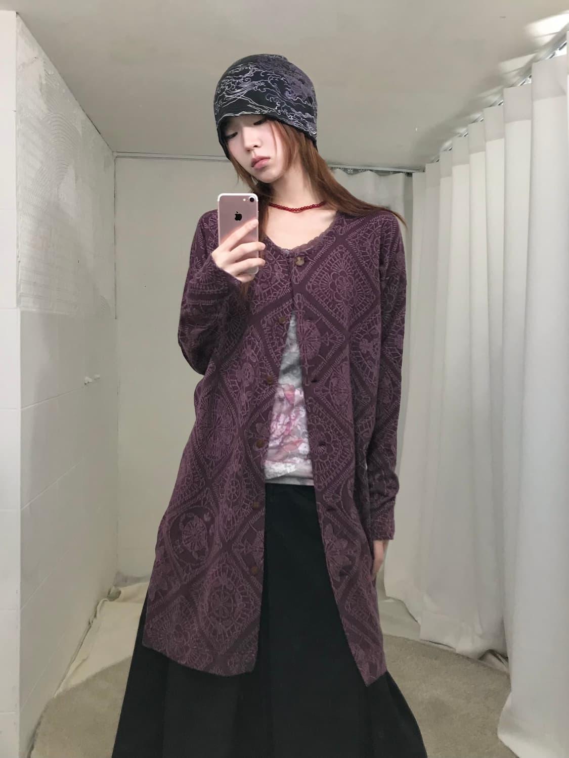 비비안웨스트우드 퍼플 레이스 자수 패턴 롱 가디건 상품이미지2