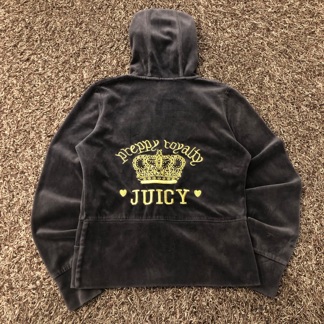 쥬시꾸뛰르 Y2K 벨벳 빅로고 후드집업 상품이미지4