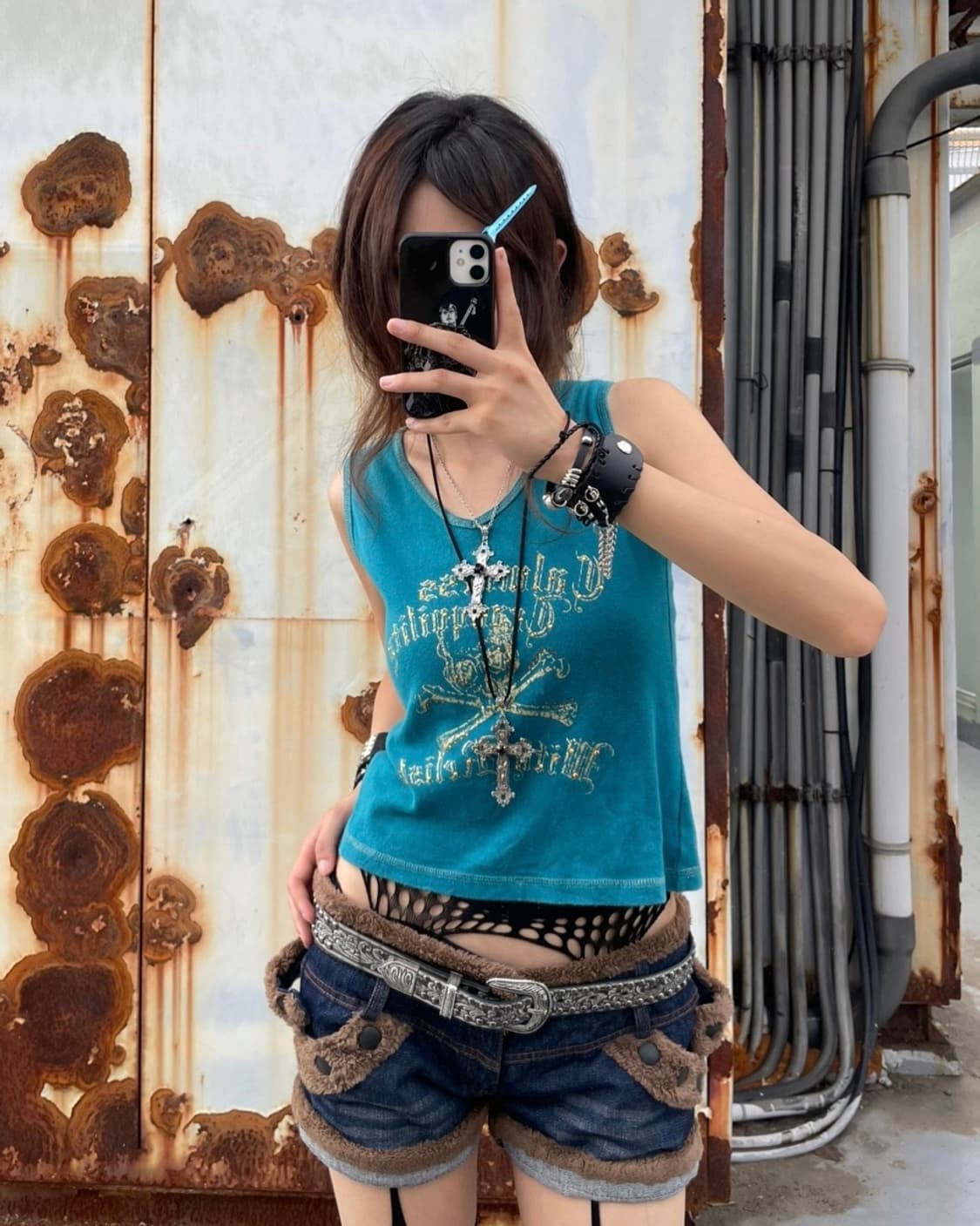 🎸스컬 프린팅 슬리브리스🎸 상품이미지4