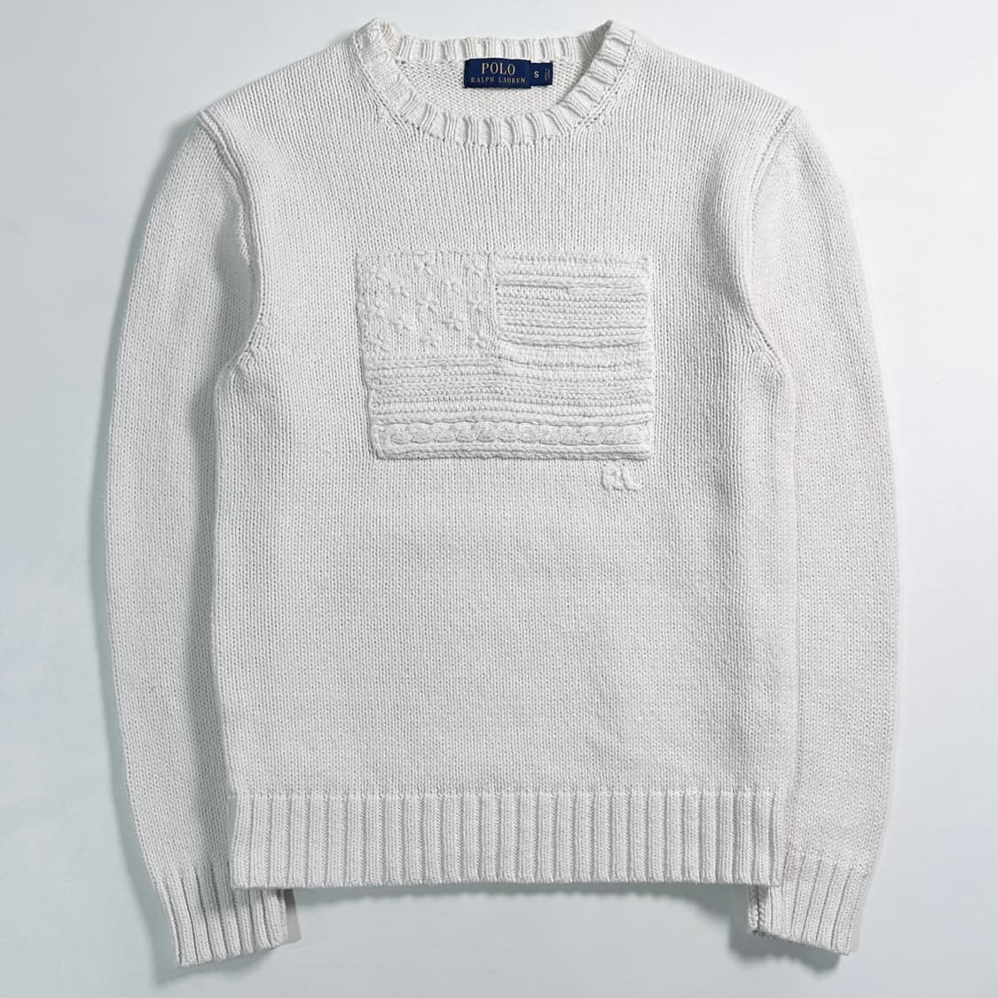 폴로 랄프로렌 코튼 화이트 성조기 니트 상품이미지1