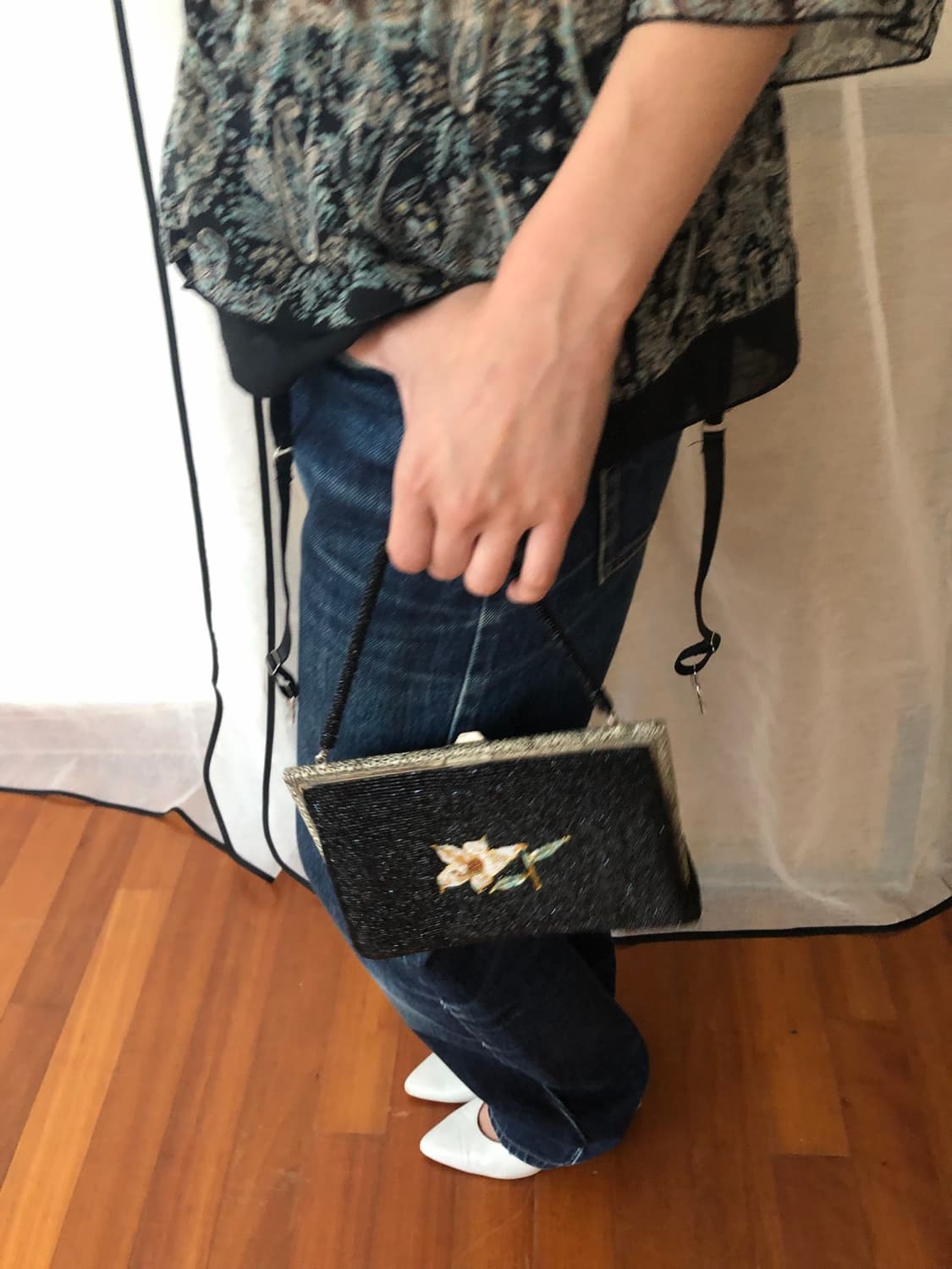 black beaded floral bag 상품이미지2