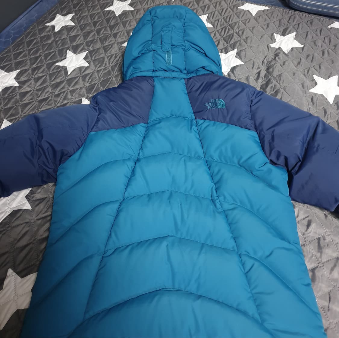 노스페이스 빈티지 덕다운 후드 패딩 블루 (110) 상품이미지3