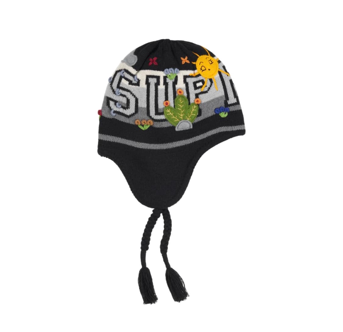 슈프림 펠트 아플리케 이어플랩 비니 블랙 상품이미지1