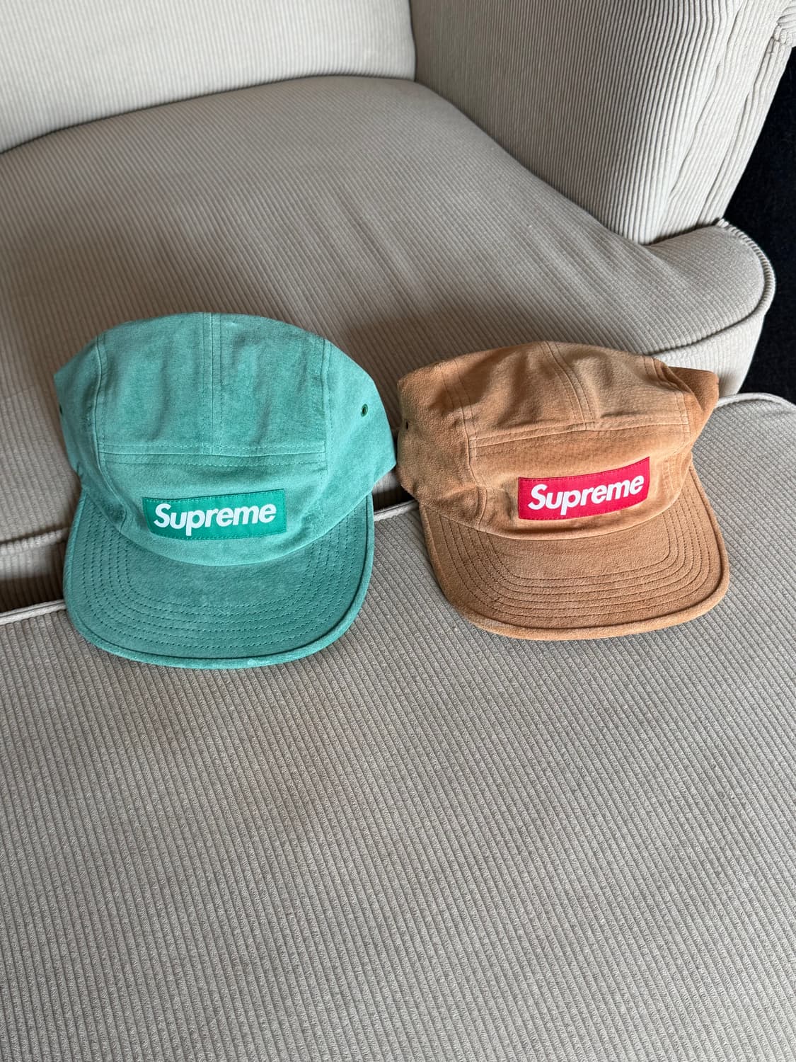 슈프림 스웨이드 캡프캡 (브라운, 민트) 상품이미지1