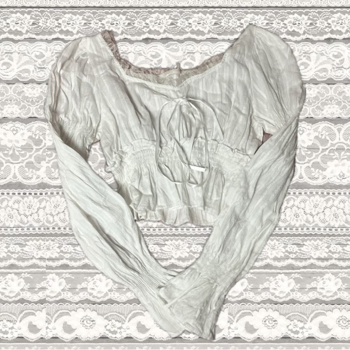 화이트 블라우스 레이스 셔링 시로 갸루 달천깔  y2k 증사 상품이미지1