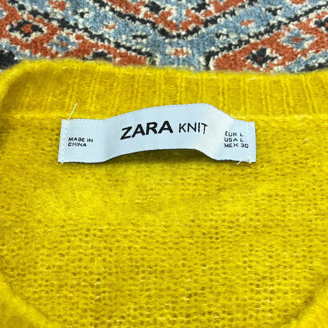 자라 머스타드 아크릴 혼방 니트 여성L 상품이미지3